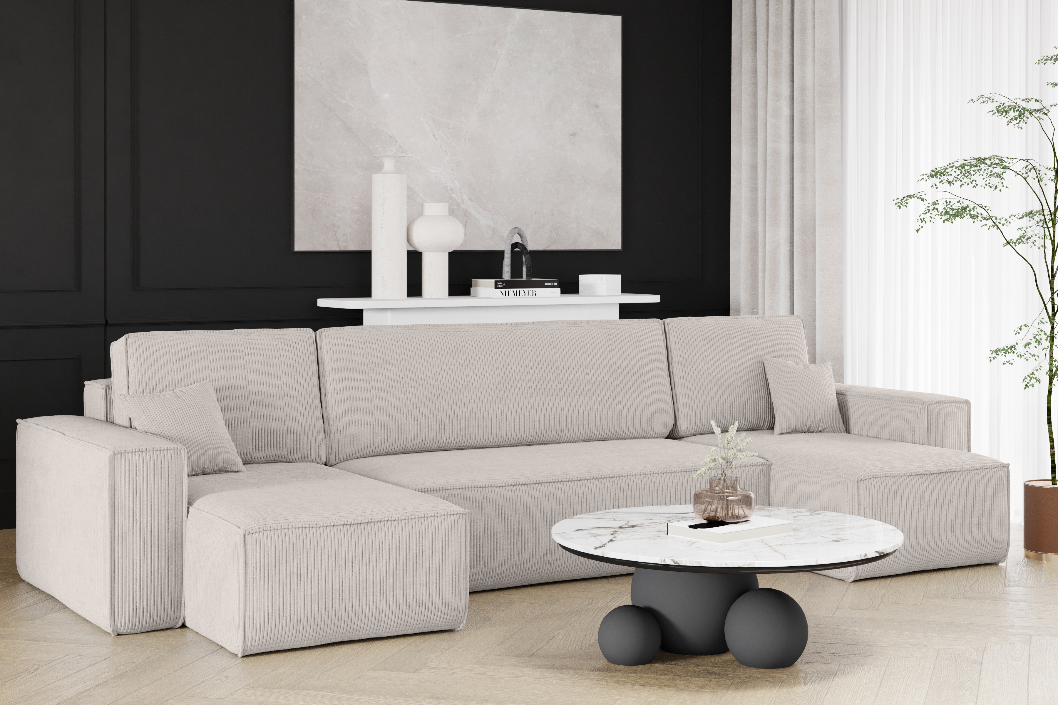 Ecksofa Karl U hellbeige